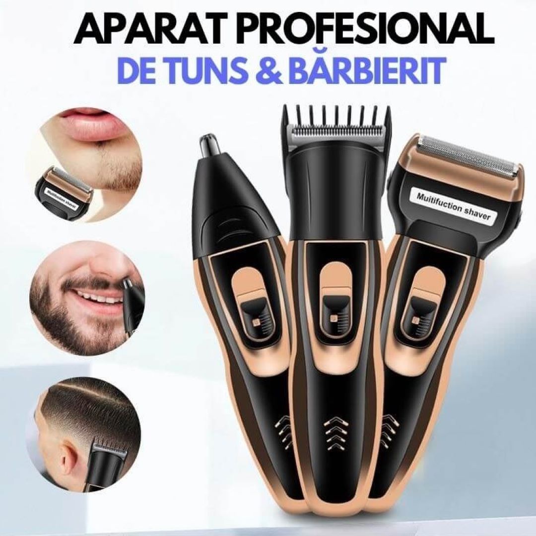Aparat de ras si tuns, 3 in 1, cu indicator de incarcare