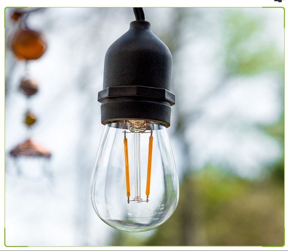 Ghirlanda solara de 10 metri cu 10 becuri, LED filament, 2W, 3000k