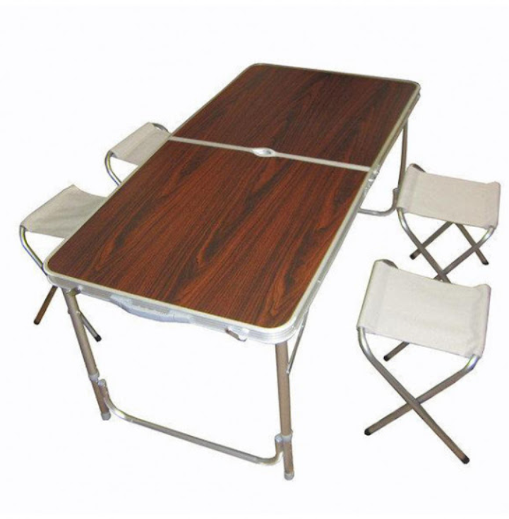 Masa pliabila de camping cu 4 scaune, 60 x 120 cm