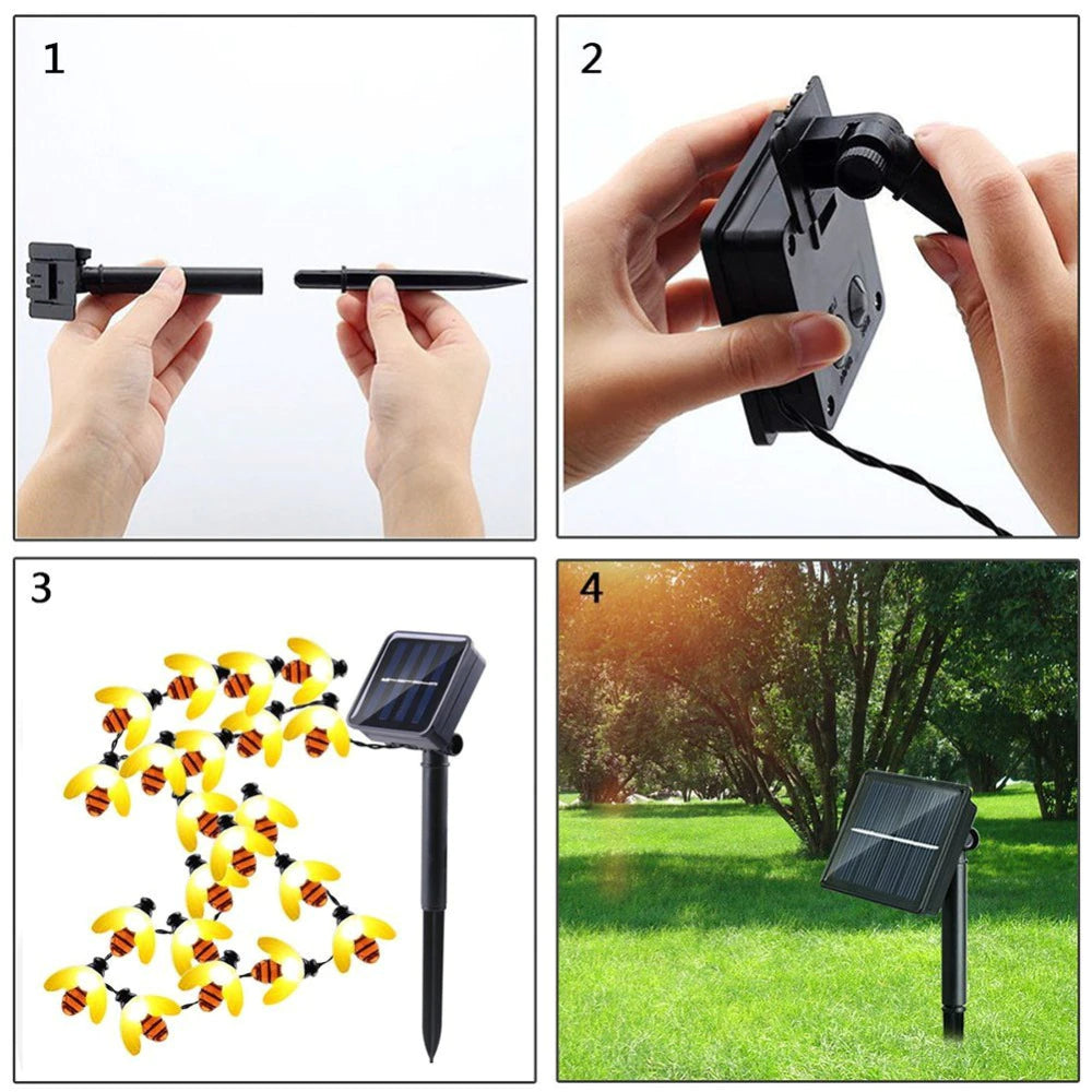 Instalatie solara lumini 30/50 LED, model albinute pentru interior-exterior
