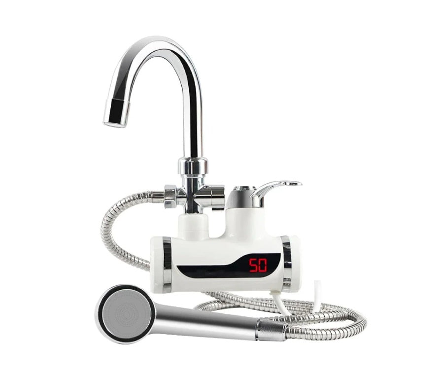 Robinet electric instant apa calda cu furtun