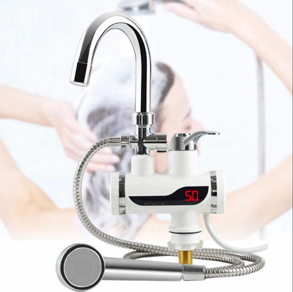 Robinet electric instant apa calda cu furtun