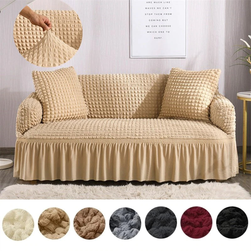 Huse creponate cu volan premium pentru canapea, diferite culori, Lungime 240CM