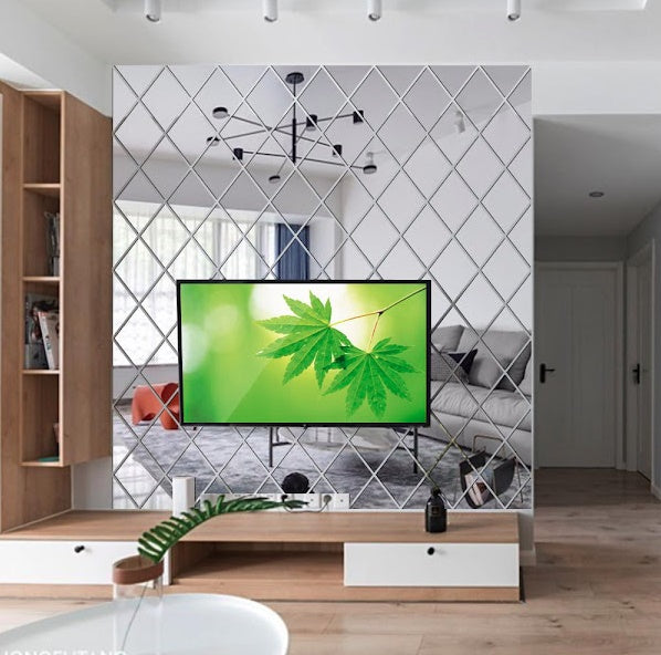 Set 58 oglinzi acrilice, autoadezive, 100×100 cm, Argintiu