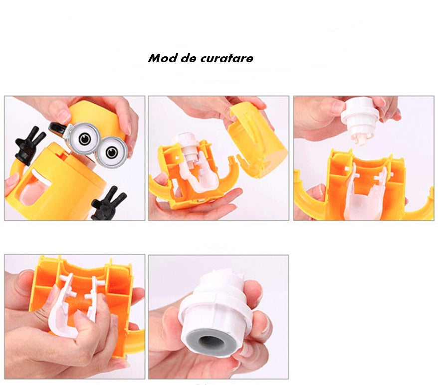 Dozator pasta de dinti cu suport pentru 2 periute, model Minions