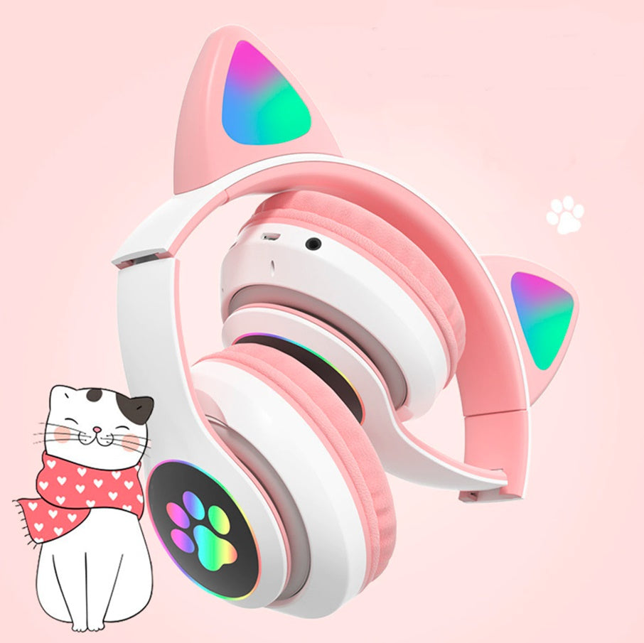 Casti Wireless cu model urechi de pisica, pliabile