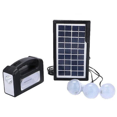 Kit panou solar GDPLUS-GD7 cu 3 becuri si lanterna inclusa