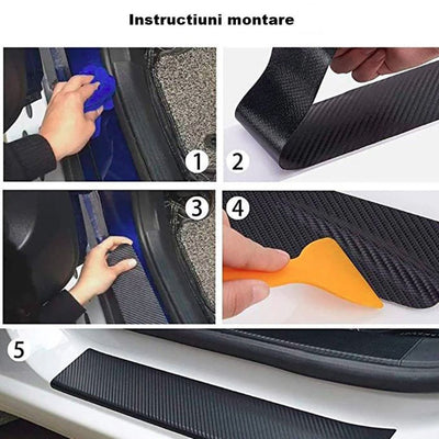 Banda Adeziva Carbon pentru Protectie si Tuning Auto, 5 m x 10 cm