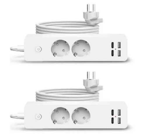 Set 2 x Prelungitor 2 prize, 2 USB, 2 USB-C, Jortan